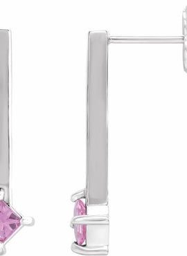 14K White Gold Natural Yellow Sapphire Bar Drop Earrings