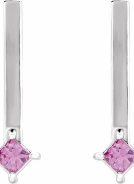 14K White Gold Natural Yellow Sapphire Bar Drop Earrings