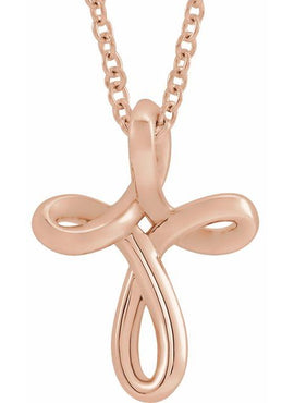 14K White Gold Youth Cross Pendant