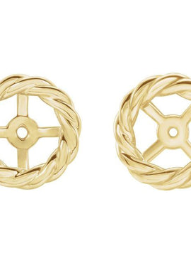 14K White Gold Rope Earring Jackets