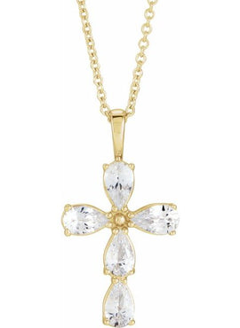 14K White Gold 1 CTW Natural Diamond Cross 16-18