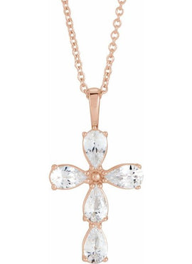 14K White Gold 1 CTW Natural Diamond Cross 16-18