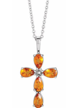 14K White Gold 1 CTW Natural Diamond Cross 16-18