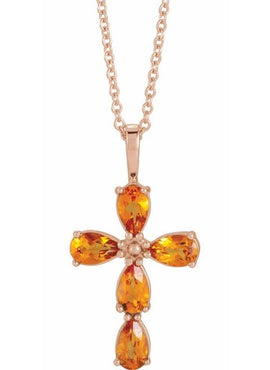 14K White Gold 1 CTW Natural Diamond Cross 16-18
