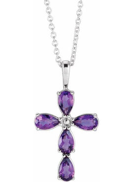 14K White Gold 1 CTW Natural Diamond Cross 16-18