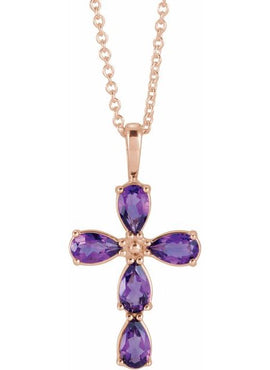 14K White Gold 1 CTW Natural Diamond Cross 16-18