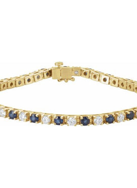 14K Yellow Gold Natural Blue Sapphire &  2 3/8 CTW Natural Diamond Line 7