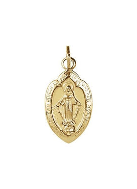 14K Yellow Gold 13x8 mm Oval Miraculous Medal Pendant