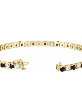 14K Yellow Gold Natural Blue Sapphire &  2 3/8 CTW Natural Diamond Line 7