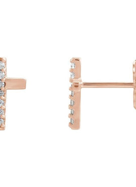 14K Yellow Gold .06 CTW Natural Diamond Cross Earrings