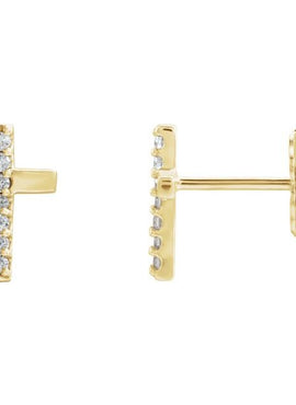 14K Yellow Gold .06 CTW Natural Diamond Cross Earrings