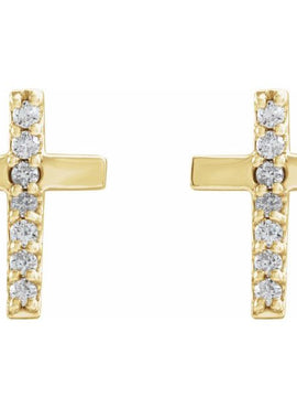 14K Yellow Gold .06 CTW Natural Diamond Cross Earrings