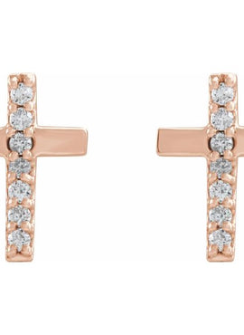 14K Yellow Gold .06 CTW Natural Diamond Cross Earrings