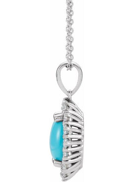 14K White Gold Natural Ethiopian Opal & 1/3 CTW Natural Diamond Halo-Style Pendant