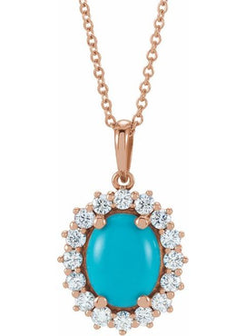 14K White Gold Natural Ethiopian Opal & 1/3 CTW Natural Diamond Halo-Style Pendant