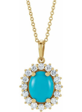 14K White Gold Natural Ethiopian Opal & 1/3 CTW Natural Diamond Halo-Style Pendant