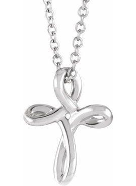 14K White Gold Youth Cross Pendant