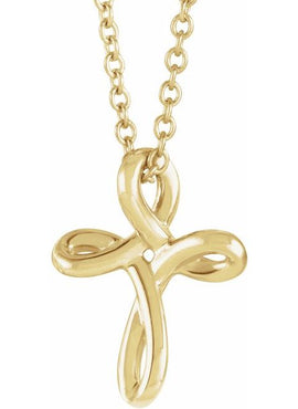 14K White Gold Youth Cross Pendant