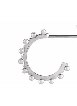 14K White Gold Beaded 12.1 mm Hoop Earrings