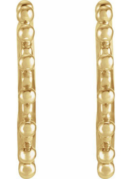 14K White Gold Beaded 12.1 mm Hoop Earrings