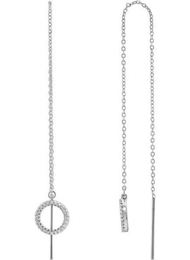 14K White Gold 1/6 CTW Natural Diamond Geometric Threader Earrings