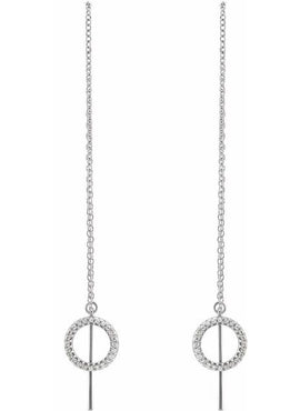 14K White Gold 1/6 CTW Natural Diamond Geometric Threader Earrings