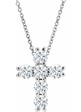 14K Rose Gold 1 3/8 CTW Natural Diamond Cross Pendant