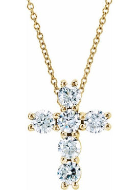 14K Rose Gold 1 3/8 CTW Natural Diamond Cross Pendant