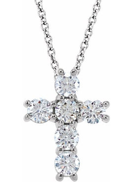 14K Rose Gold 1 3/8 CTW Natural Diamond Cross Pendant