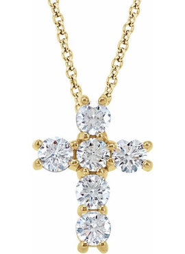 14K Rose Gold 1 3/8 CTW Natural Diamond Cross Pendant