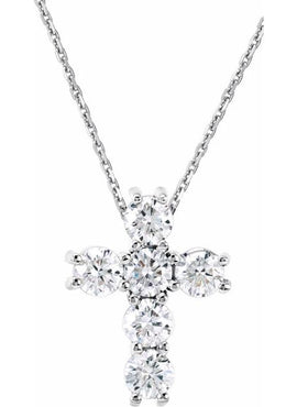 14K Rose Gold 1 3/8 CTW Natural Diamond Cross Pendant