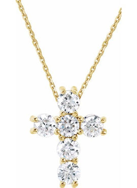 14K Rose Gold 1 3/8 CTW Natural Diamond Cross Pendant