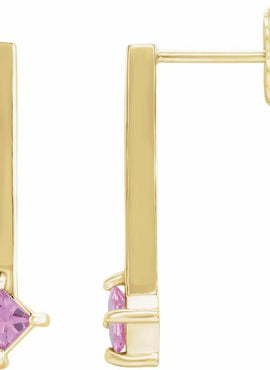 14K White Gold Natural Yellow Sapphire Bar Drop Earrings