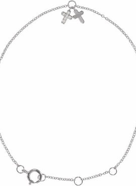 14K White Gold .03 CTW Natural Diamond Cross 6 1/2-7 1/2