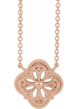 14K White Gold Vintage-Inspired Clover 16