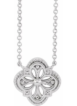 14K White Gold Vintage-Inspired Clover 16