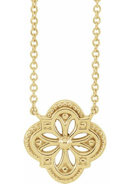 14K White Gold Vintage-Inspired Clover 16