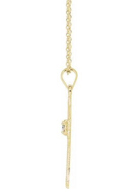 14K White Gold .03 CT Natural Diamond Cross 18