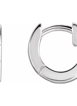 14K White Gold Hinged 9.5 mm Hoop Earrings
