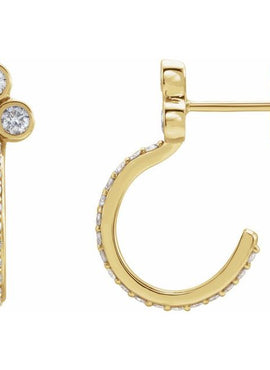 14K Rose Gold Natural Mozambique Garnet & 1/4 CTW Natural Diamond J-Hoop Earrings