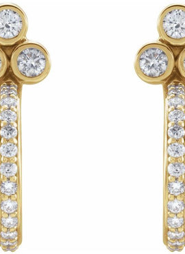 14K Rose Gold Natural Mozambique Garnet & 1/4 CTW Natural Diamond J-Hoop Earrings