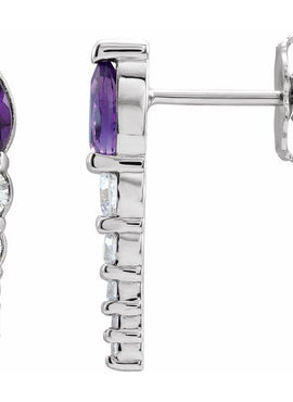 14K White Gold Lab-Grown Alexandrite & 1/4 CTW Natural Diamond Earrings