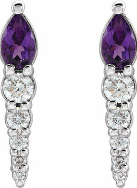 14K White Gold Lab-Grown Alexandrite & 1/4 CTW Natural Diamond Earrings