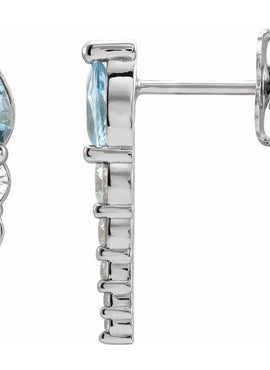 14K White Gold Lab-Grown Alexandrite & 1/4 CTW Natural Diamond Earrings