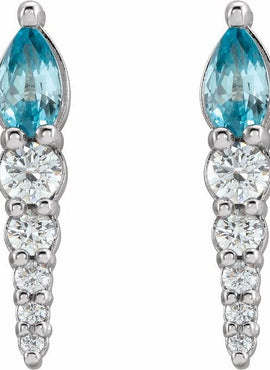 14K White Gold Lab-Grown Alexandrite & 1/4 CTW Natural Diamond Earrings