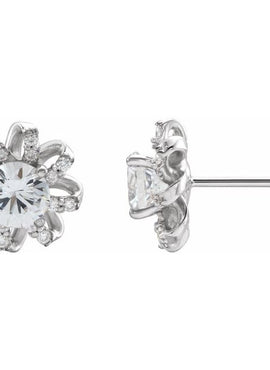 14K White Gold 1 CTW Natural Diamond Halo-Style Earrings
