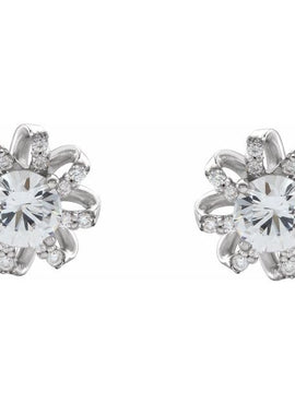 14K White Gold 1 CTW Natural Diamond Halo-Style Earrings