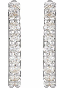 14K White Gold 1/4 CTW Natural Diamond 10.32 mm Hoop Earrings