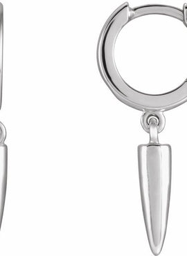 14K Yellow Gold Spike Hinged Hoop Earrings