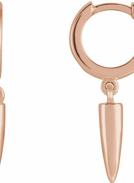 14K Yellow Gold Spike Hinged Hoop Earrings
